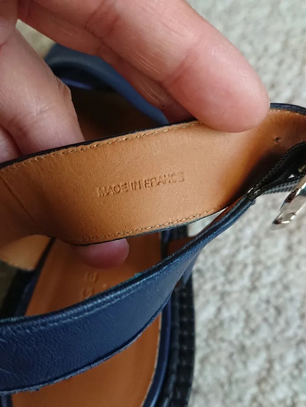 Robert Clergerie Noemie Navy Blue Platform Wedge Heeled Sandals size 8